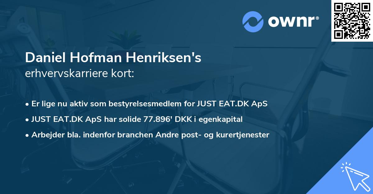 Daniel Hofman Henriksen's erhvervskarriere kort