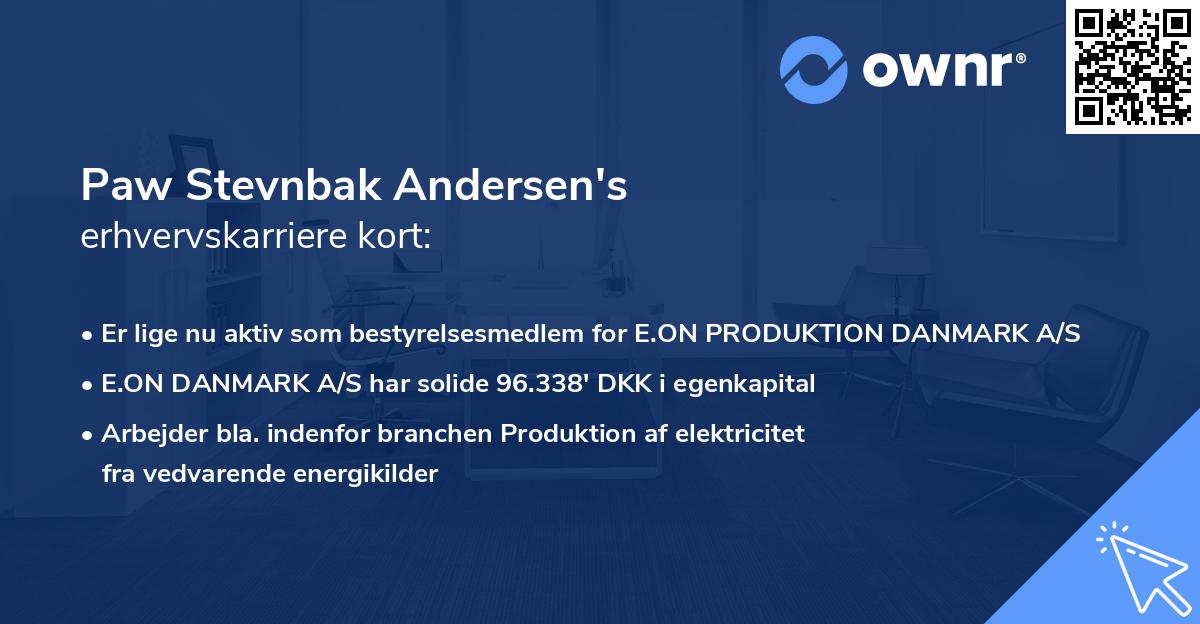 Paw Stevnbak Andersen's erhvervskarriere kort