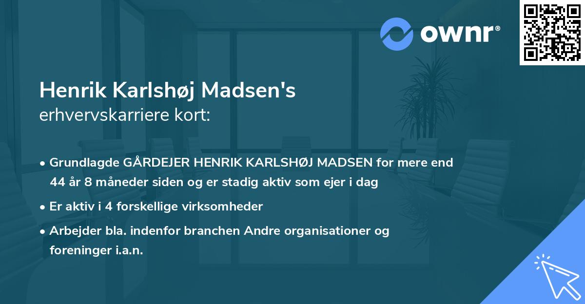 Henrik Karlshøj Madsen's erhvervskarriere kort