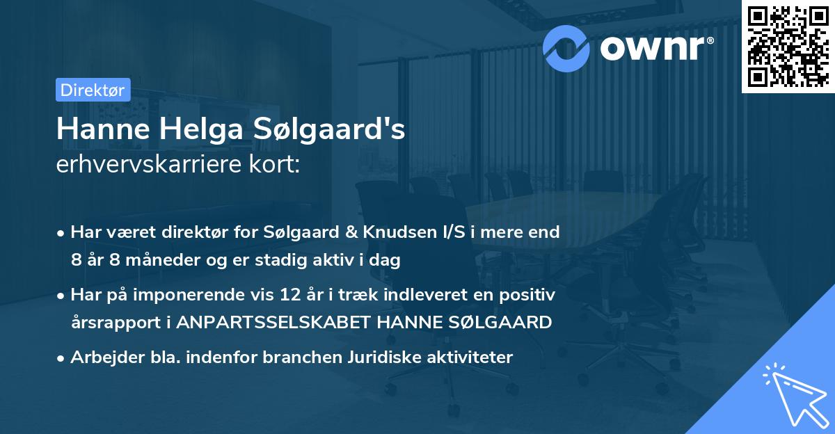 Hanne Helga Sølgaard's erhvervskarriere kort