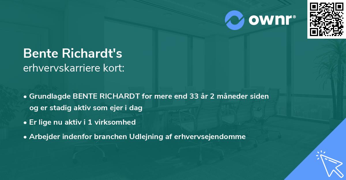 Bente Richardt's erhvervskarriere kort