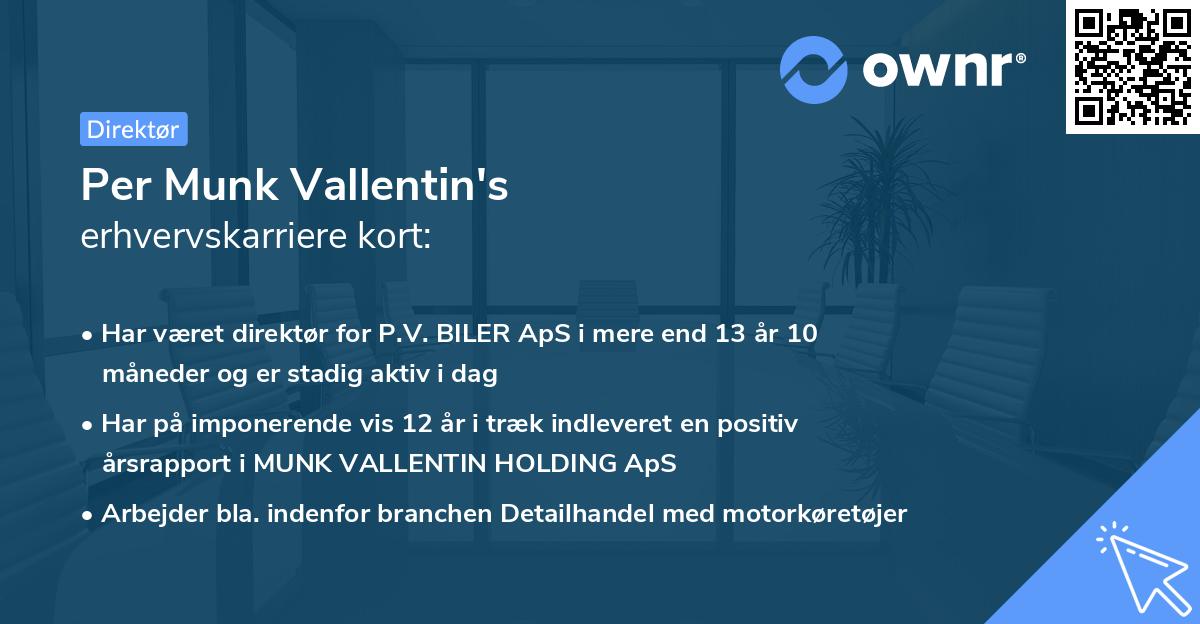 Per Munk Vallentin's erhvervskarriere kort