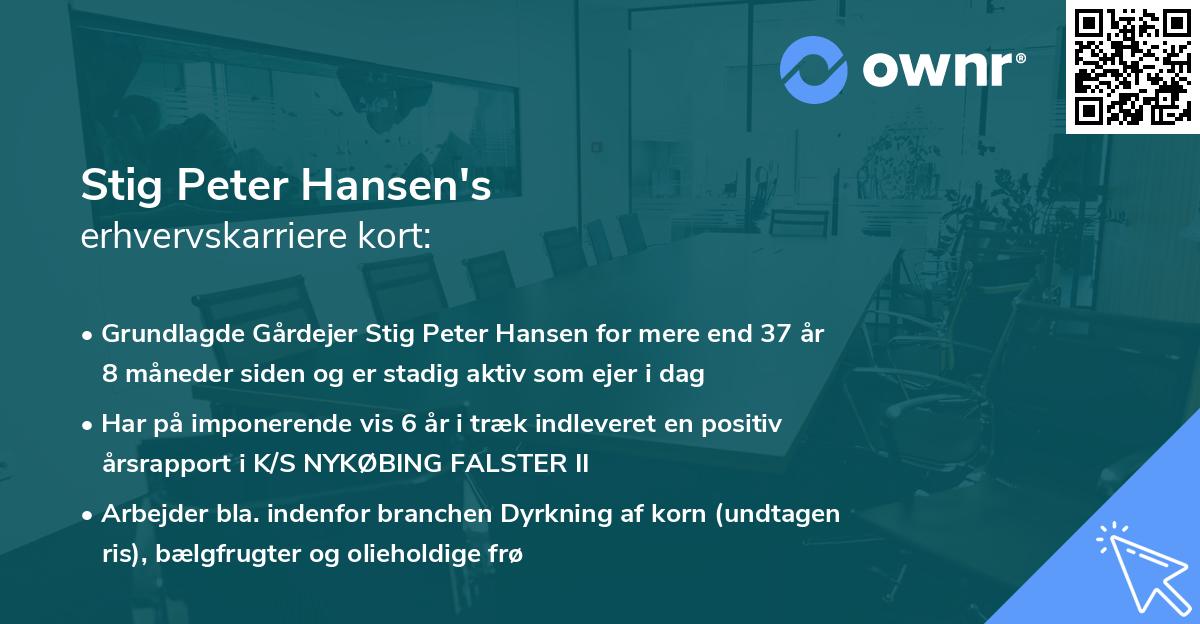 Stig Peter Hansen's erhvervskarriere kort