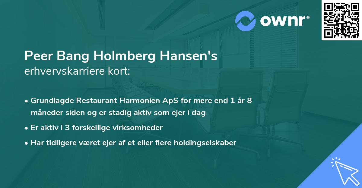 Peer Bang Holmberg Hansen's erhvervskarriere kort