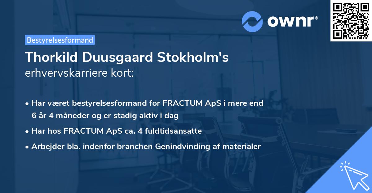 Thorkild Duusgaard Stokholm's erhvervskarriere kort