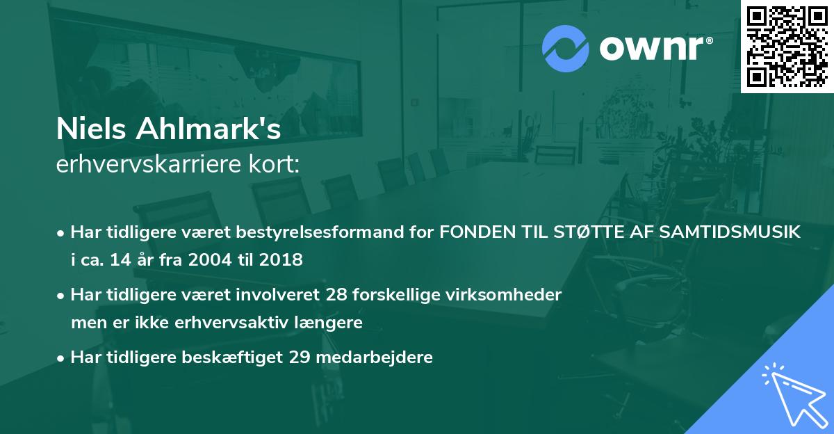 Niels Ahlmark's erhvervskarriere kort