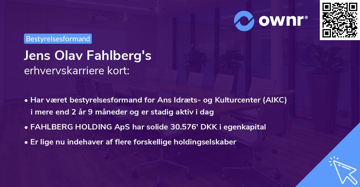 Jens Olav Fahlberg's erhvervskarriere kort