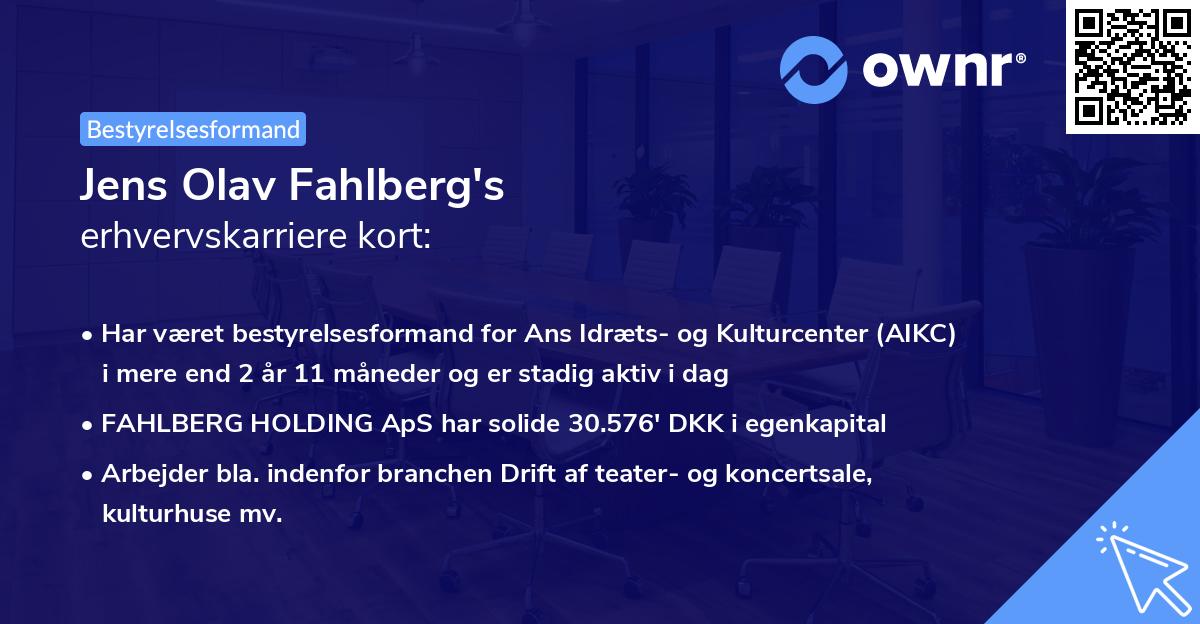 Jens Olav Fahlberg's erhvervskarriere kort