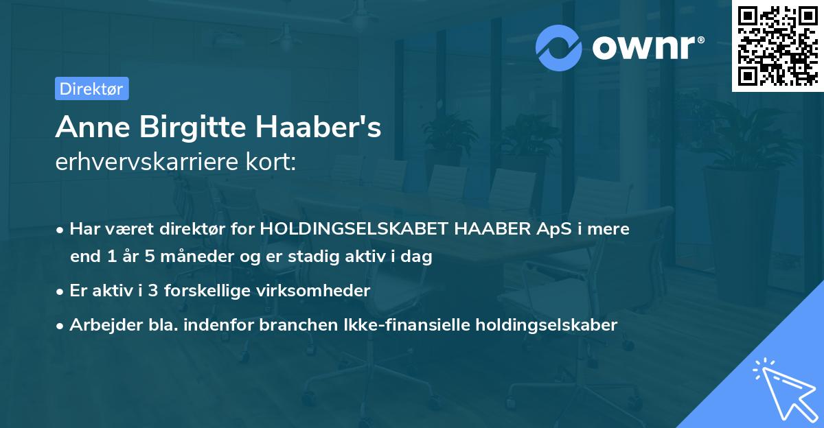 Anne Birgitte Haaber's erhvervskarriere kort