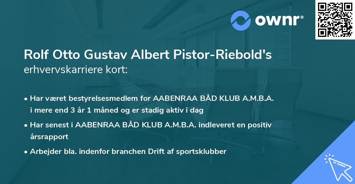 Rolf Otto Gustav Albert Pistor-Riebold's erhvervskarriere kort