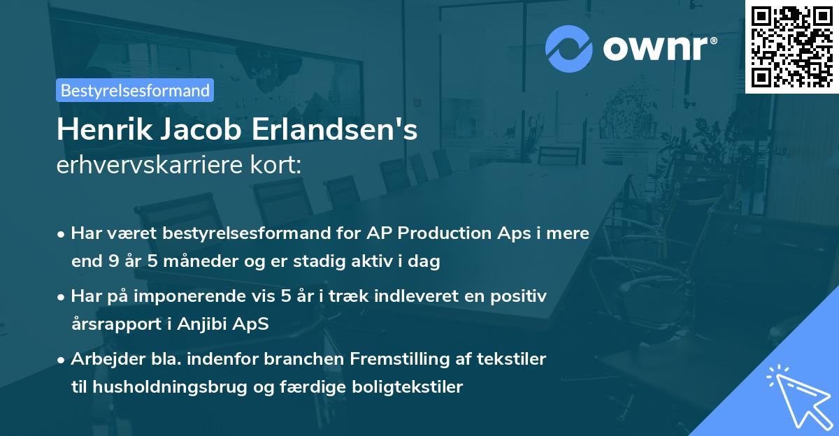 Henrik Jacob Erlandsen's erhvervskarriere kort