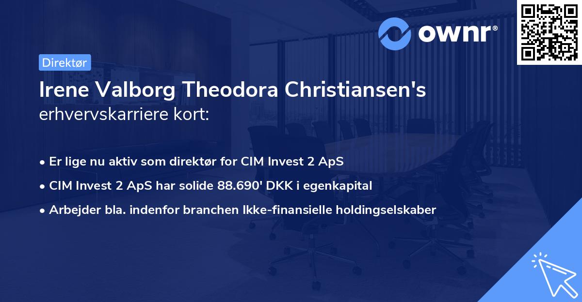 Irene Valborg Theodora Christiansen's erhvervskarriere kort