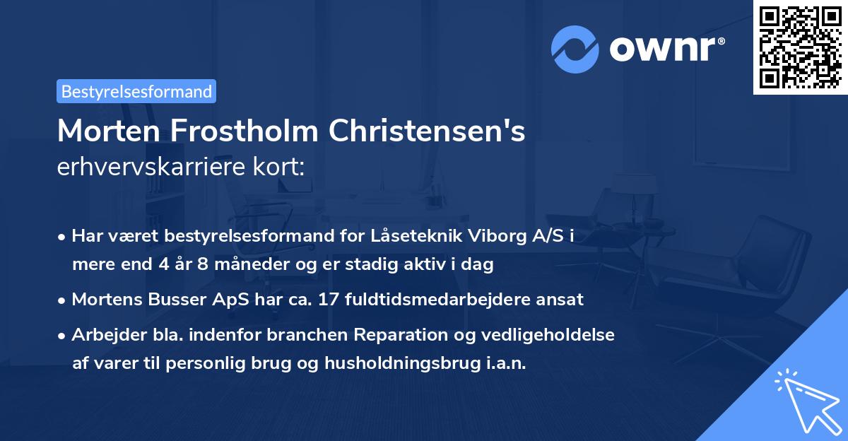 Morten Frostholm Christensen's erhvervskarriere kort