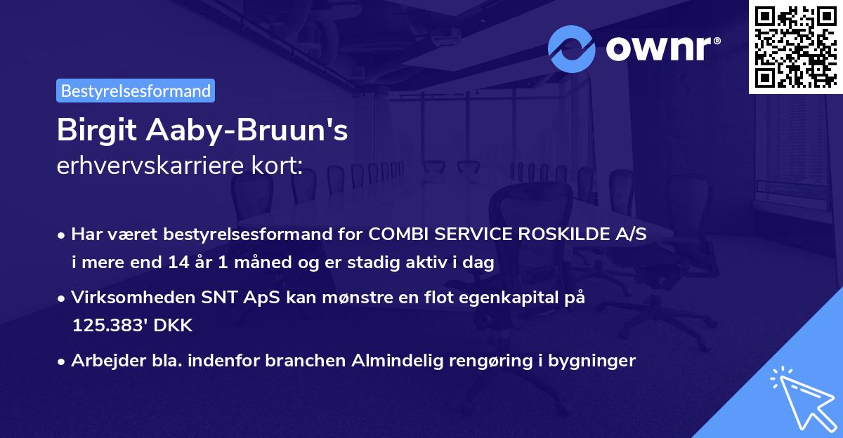 Birgit Aaby-Bruun's erhvervskarriere kort