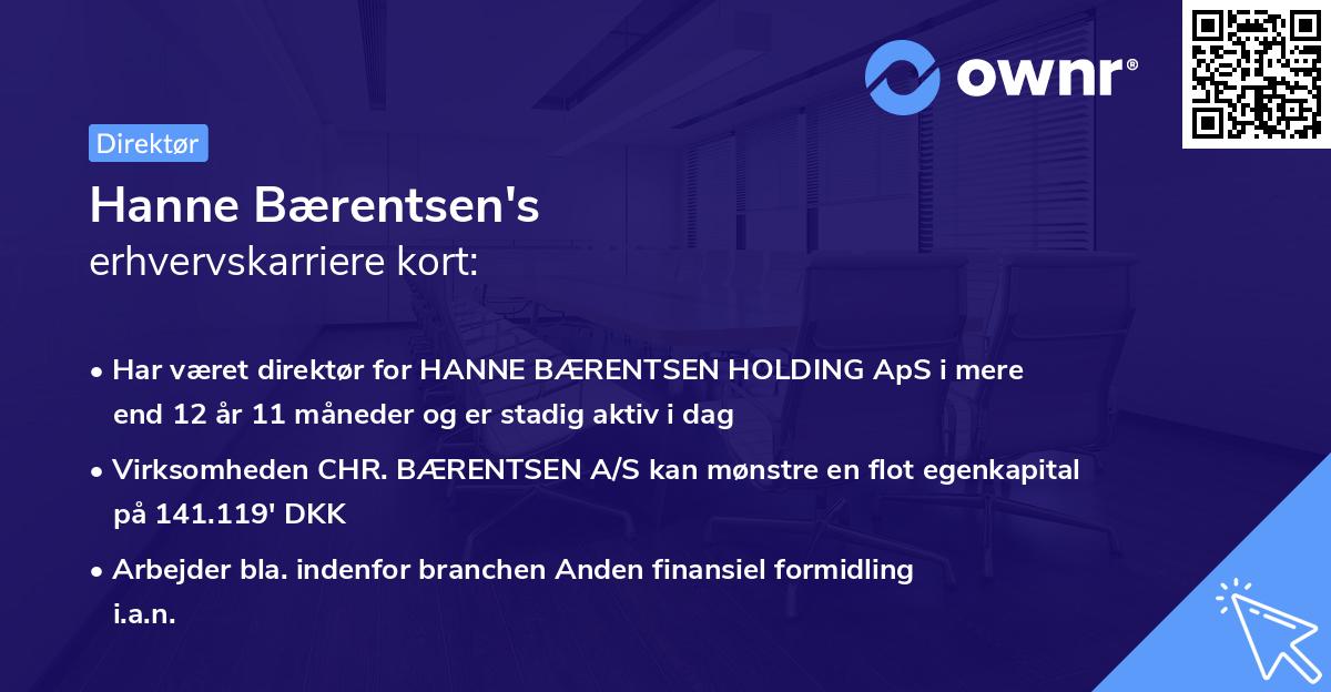 Hanne Bærentsen's erhvervskarriere kort