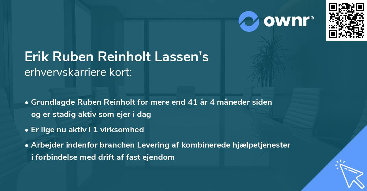 Erik Ruben Reinholt Lassen's erhvervskarriere kort