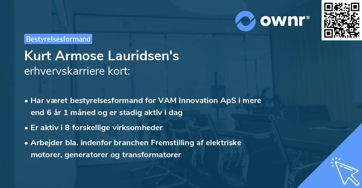 Kurt Armose Lauridsen's erhvervskarriere kort