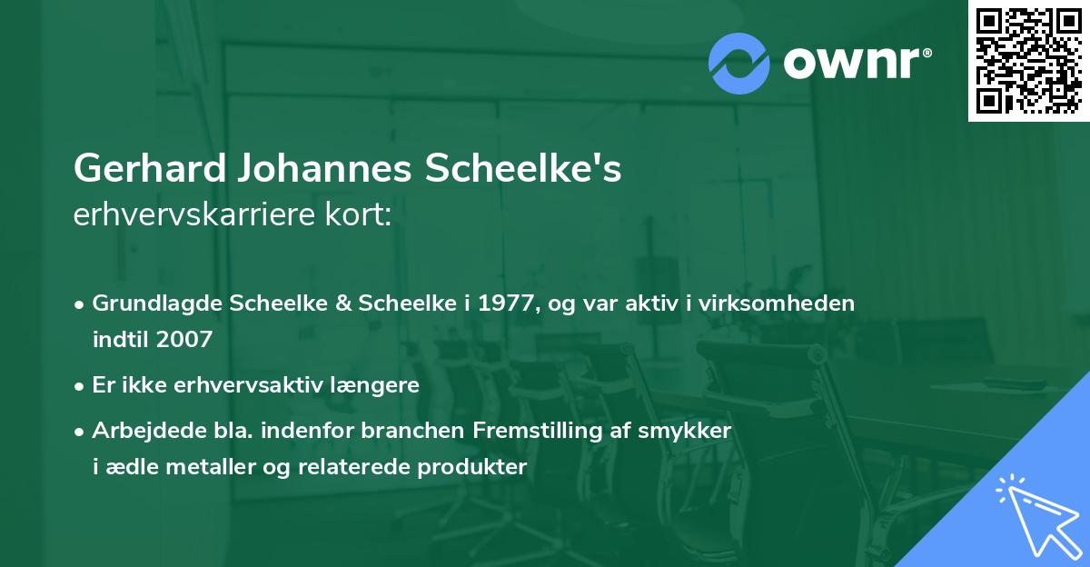 Gerhard Johannes Scheelke's erhvervskarriere kort