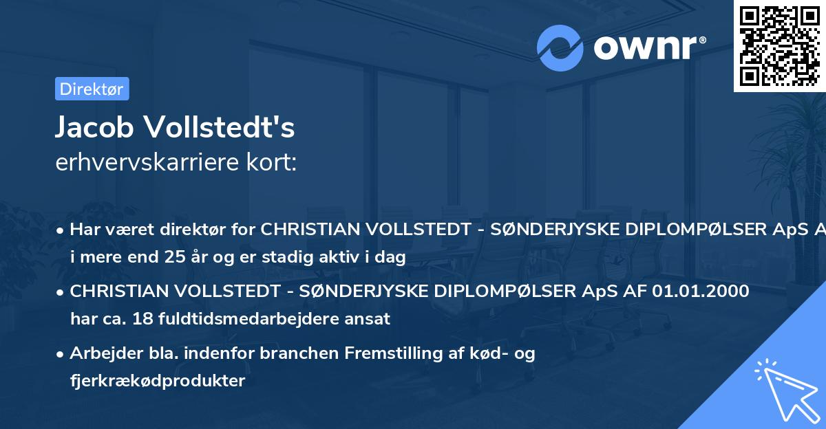 Jacob Vollstedt's erhvervskarriere kort