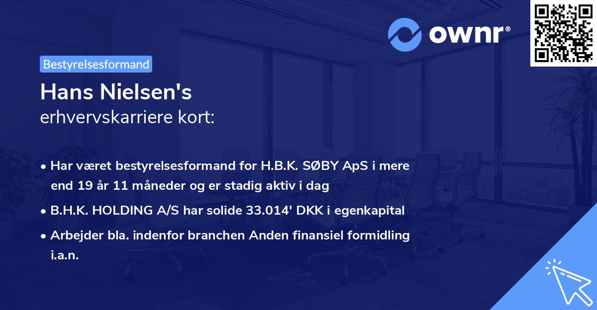 Hans Nielsen's erhvervskarriere kort