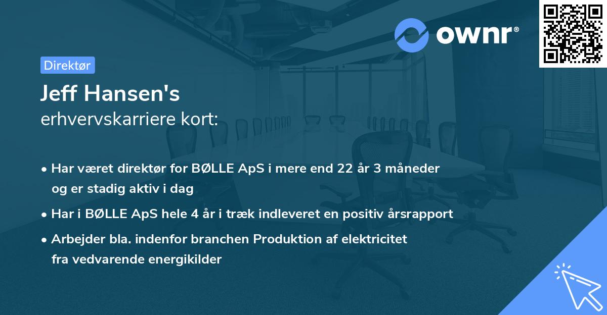 Jeff Hansen's erhvervskarriere kort