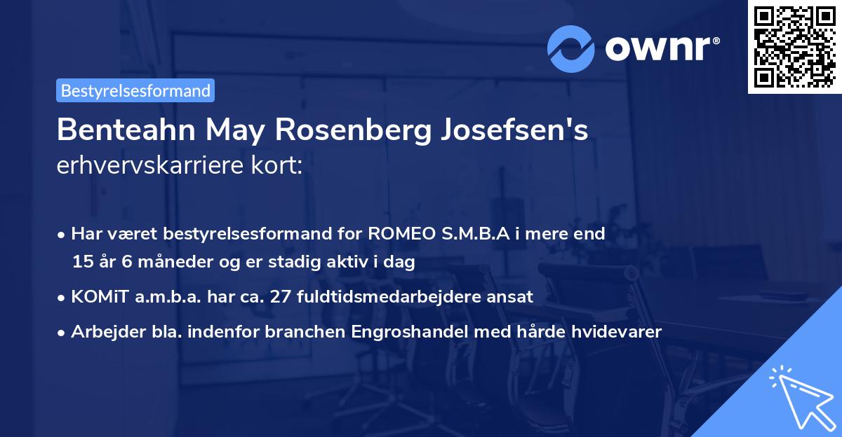 Benteahn May Rosenberg Josefsen's erhvervskarriere kort