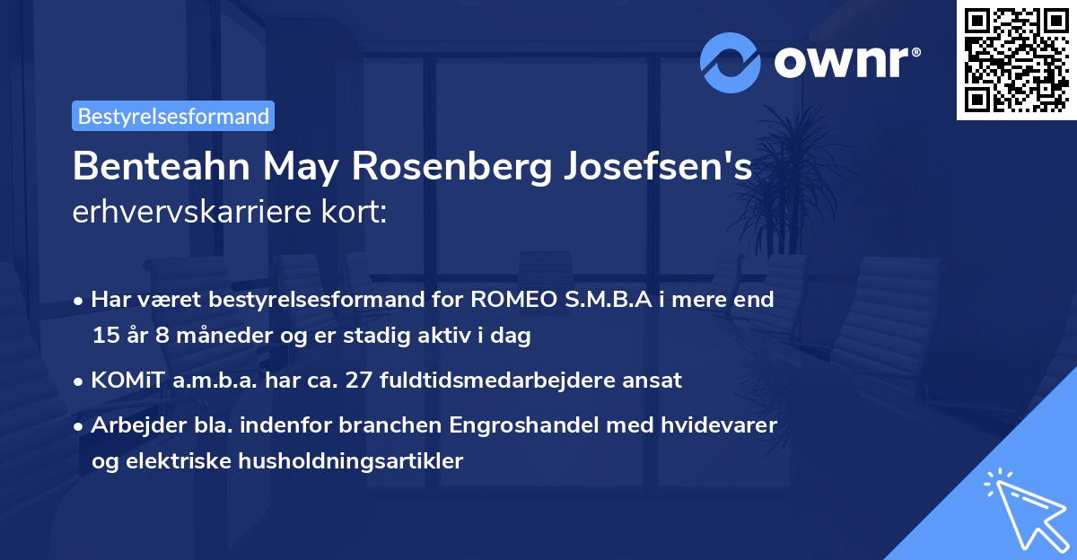 Benteahn May Rosenberg Josefsen's erhvervskarriere kort