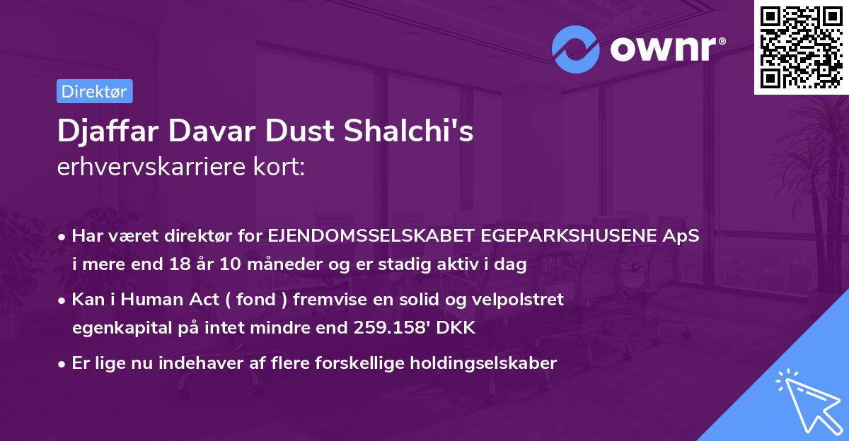 Djaffar Davar Dust Shalchi's erhvervskarriere kort