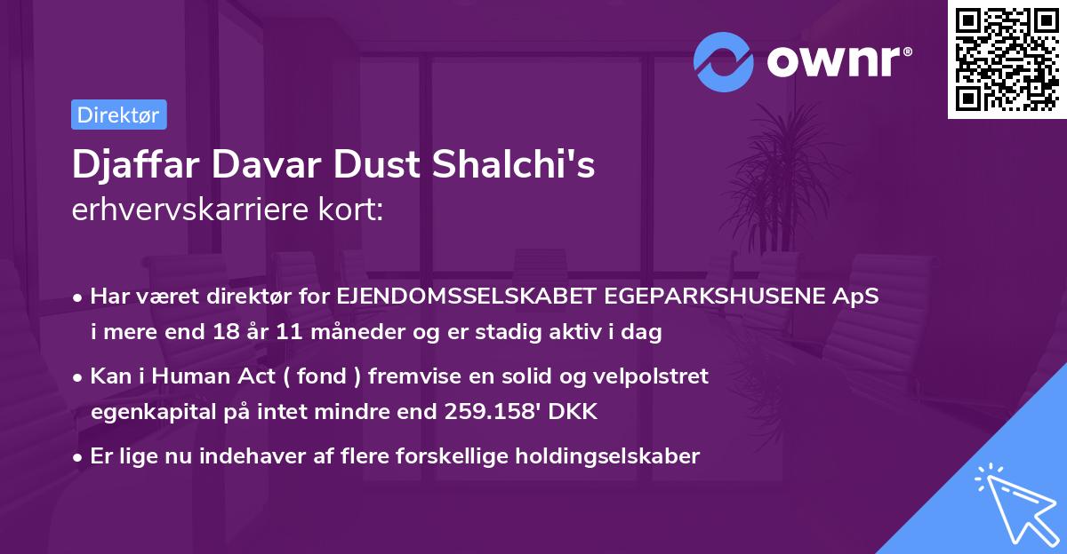 Djaffar Davar Dust Shalchi's erhvervskarriere kort