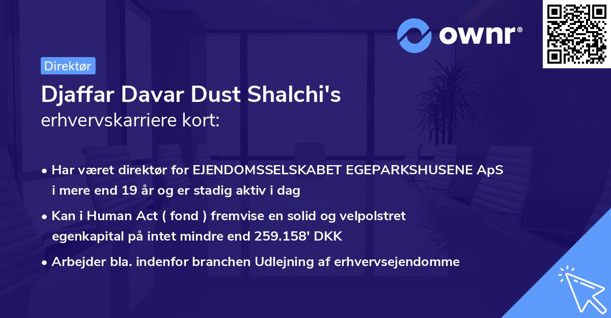 Djaffar Davar Dust Shalchi's erhvervskarriere kort