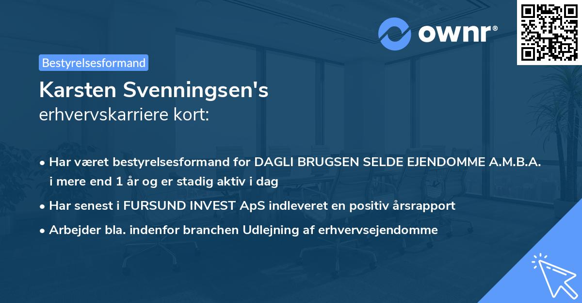 Karsten Svenningsen's erhvervskarriere kort