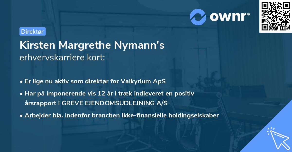 Kirsten Margrethe Nymann's erhvervskarriere kort