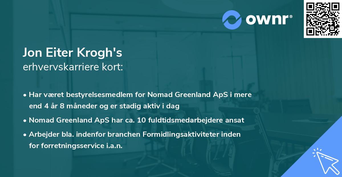 Jon Eiter Krogh's erhvervskarriere kort