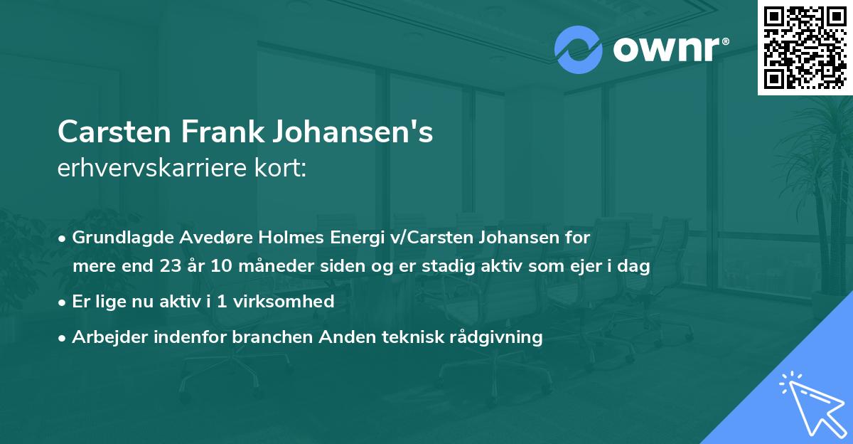 Carsten Frank Johansen's erhvervskarriere kort