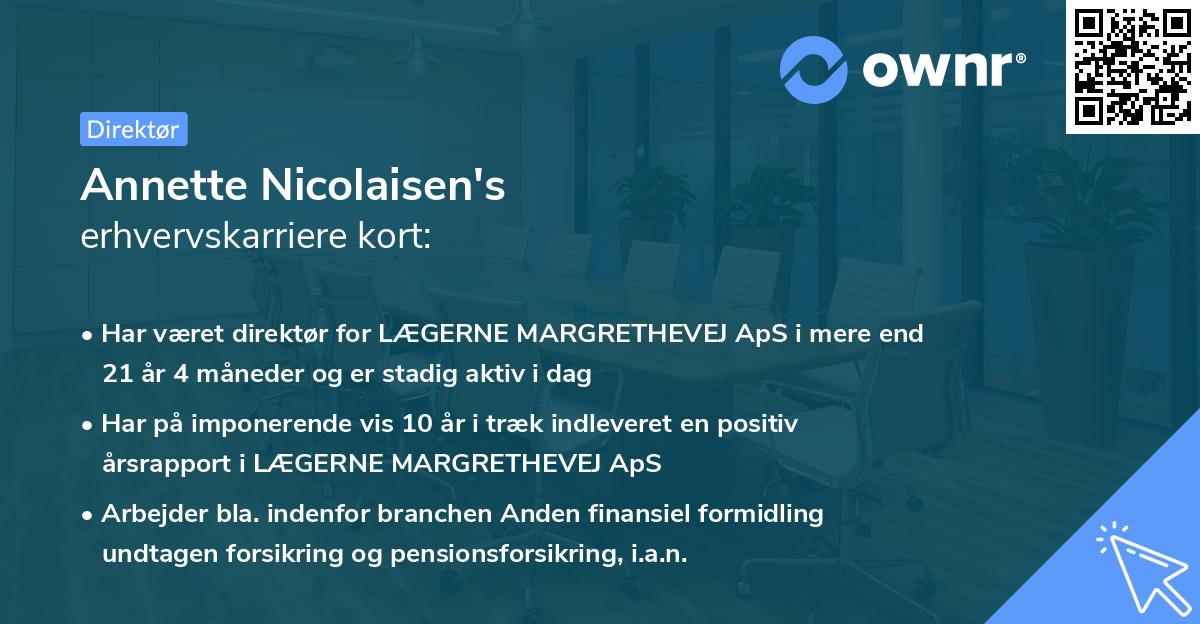 Annette Nicolaisen's erhvervskarriere kort