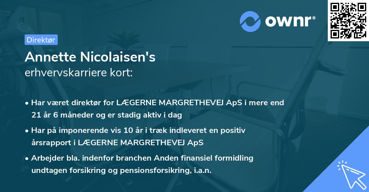 Annette Nicolaisen's erhvervskarriere kort