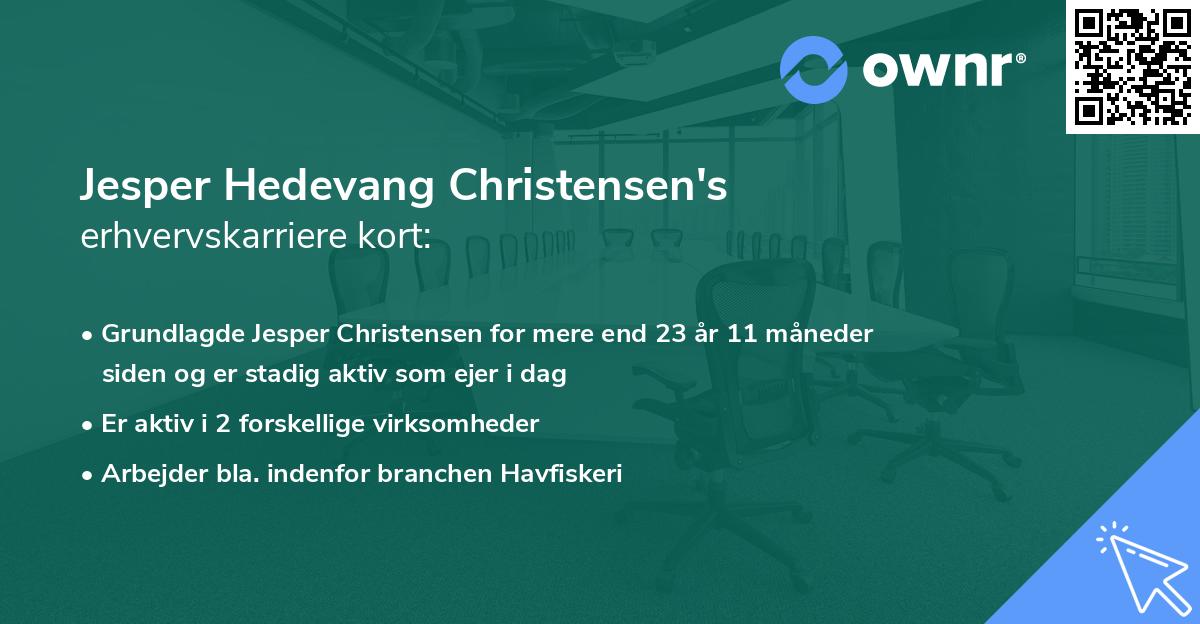 Jesper Hedevang Christensen's erhvervskarriere kort