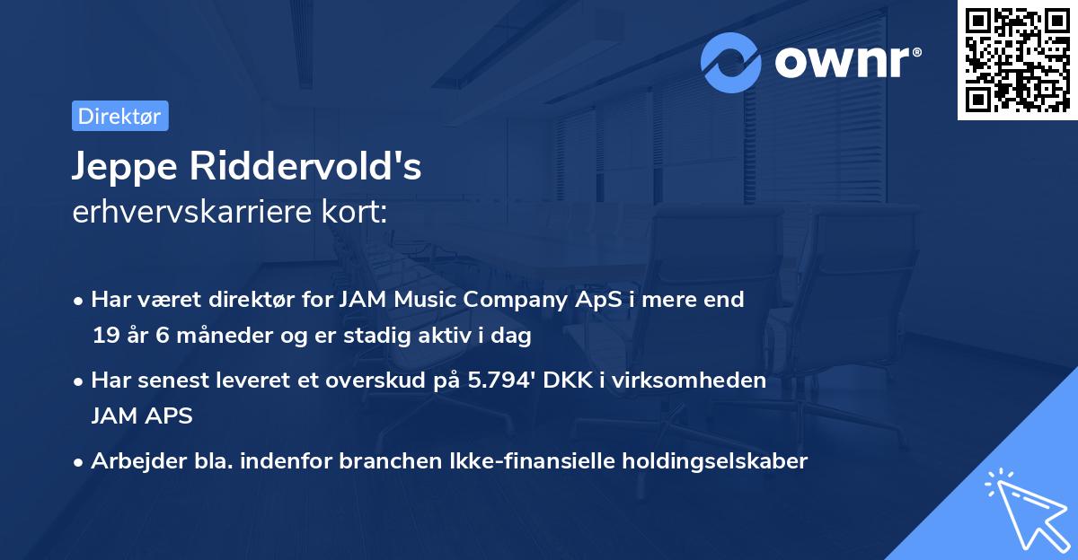 Jeppe Riddervold's erhvervskarriere kort