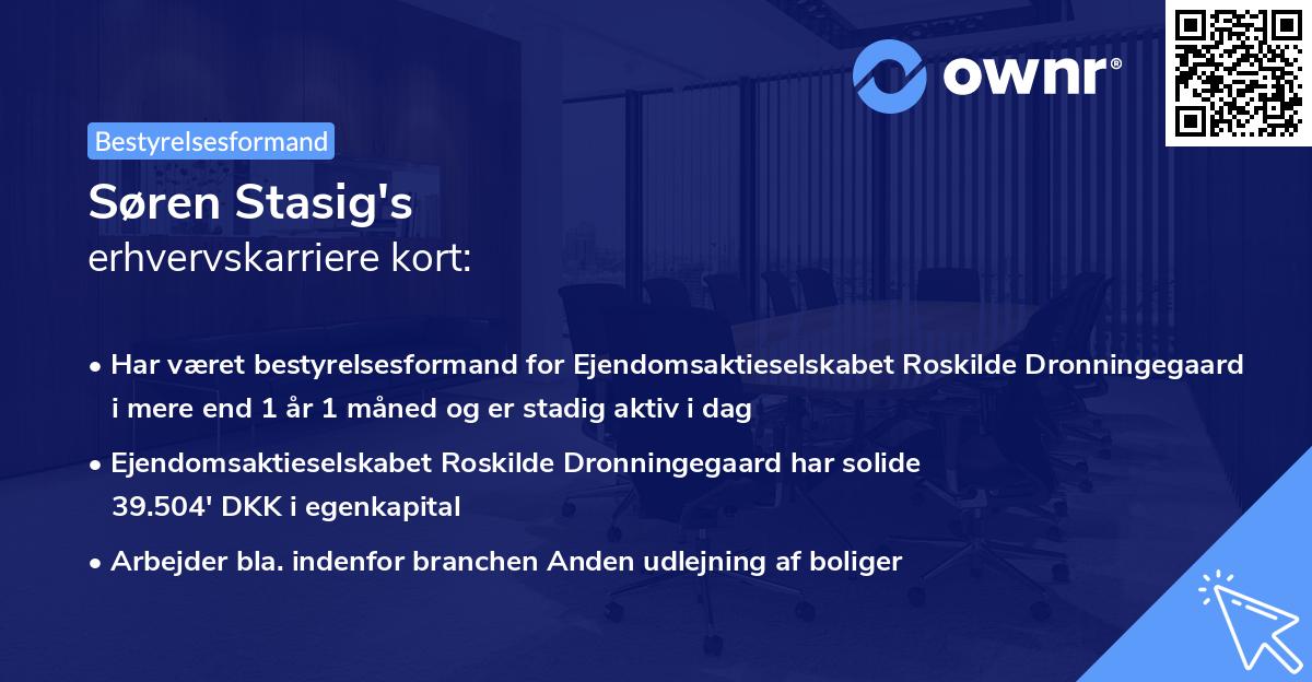 Søren Stasig's erhvervskarriere kort