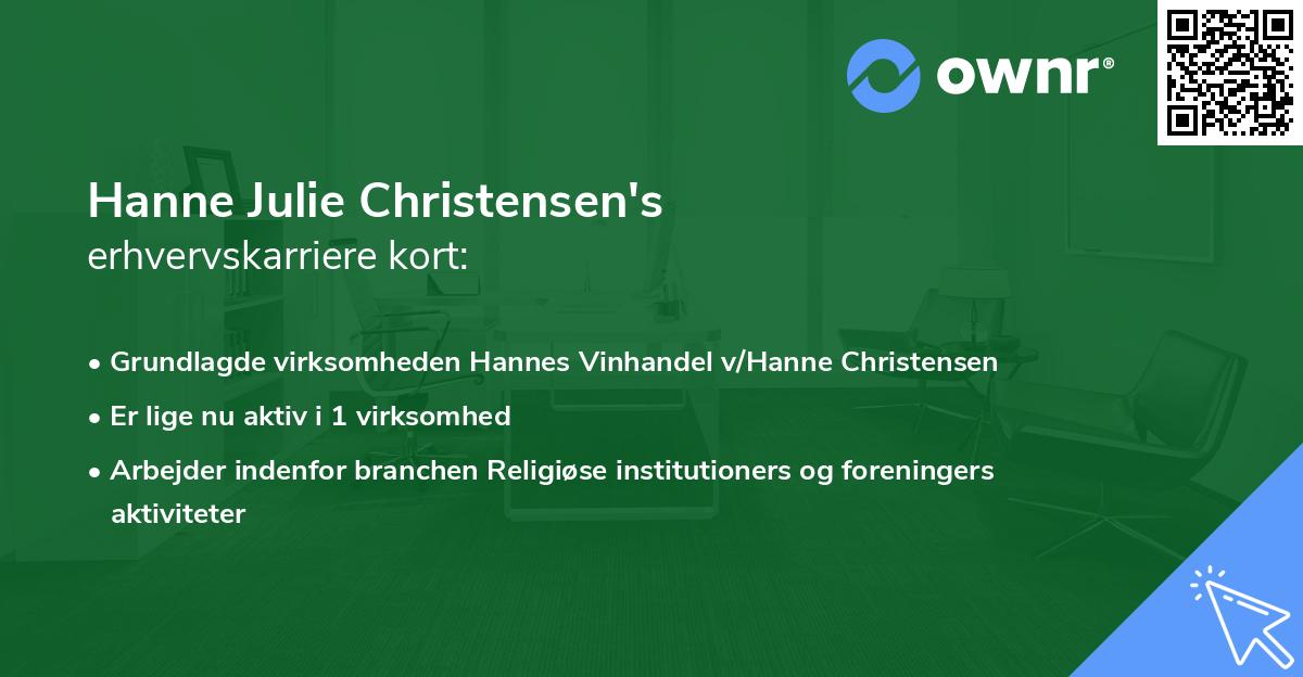 Hanne Julie Christensen's erhvervskarriere kort