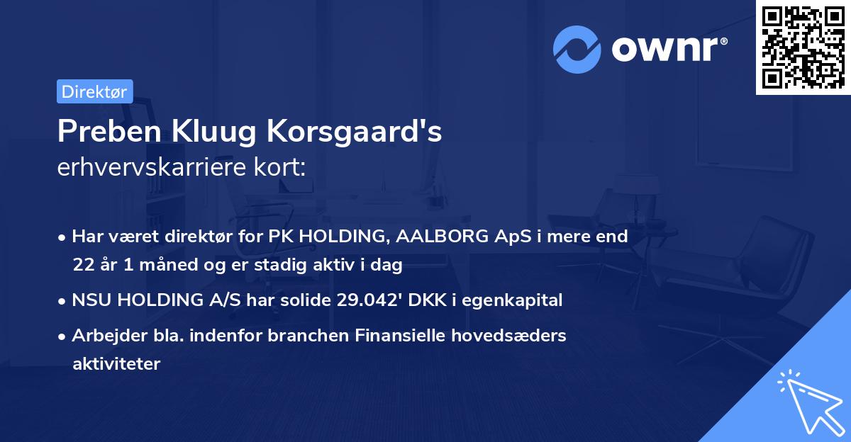Preben Kluug Korsgaard's erhvervskarriere kort