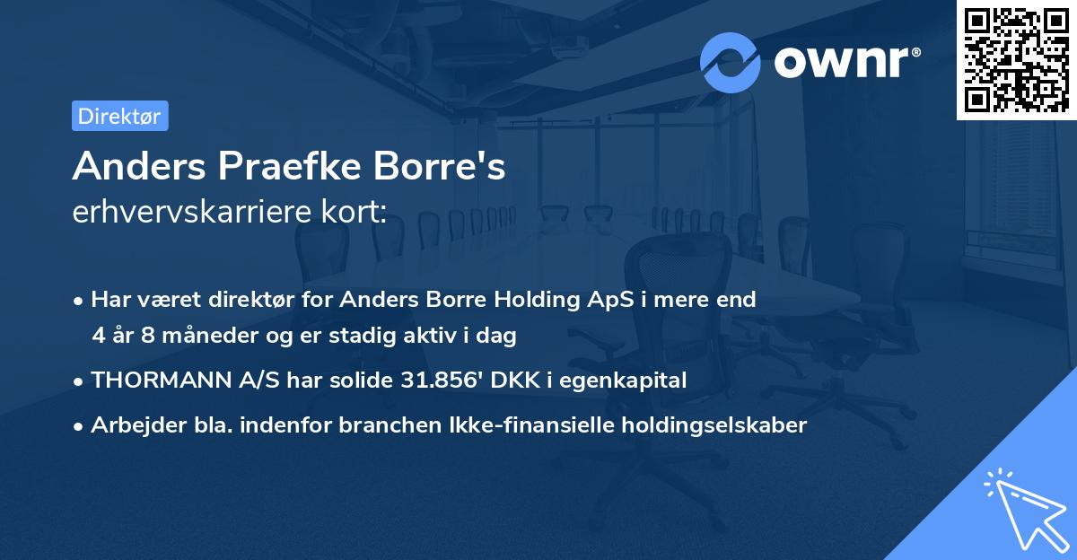 Anders Praefke Borre's erhvervskarriere kort