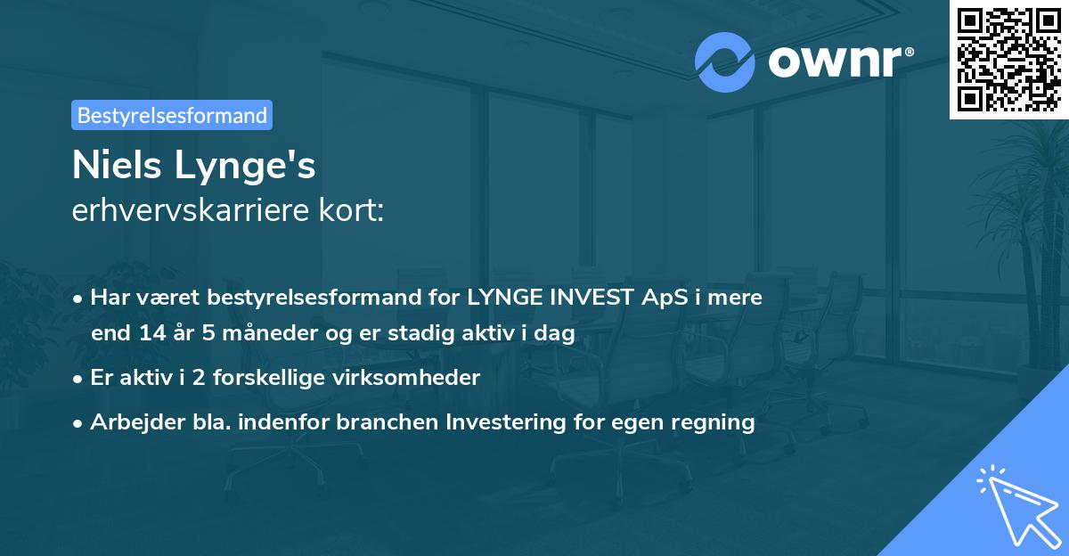 Niels Lynge's erhvervskarriere kort