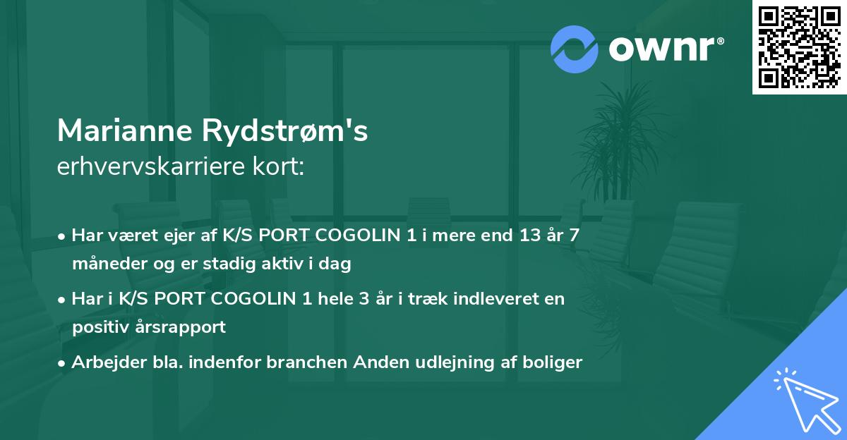 Marianne Rydstrøm's erhvervskarriere kort