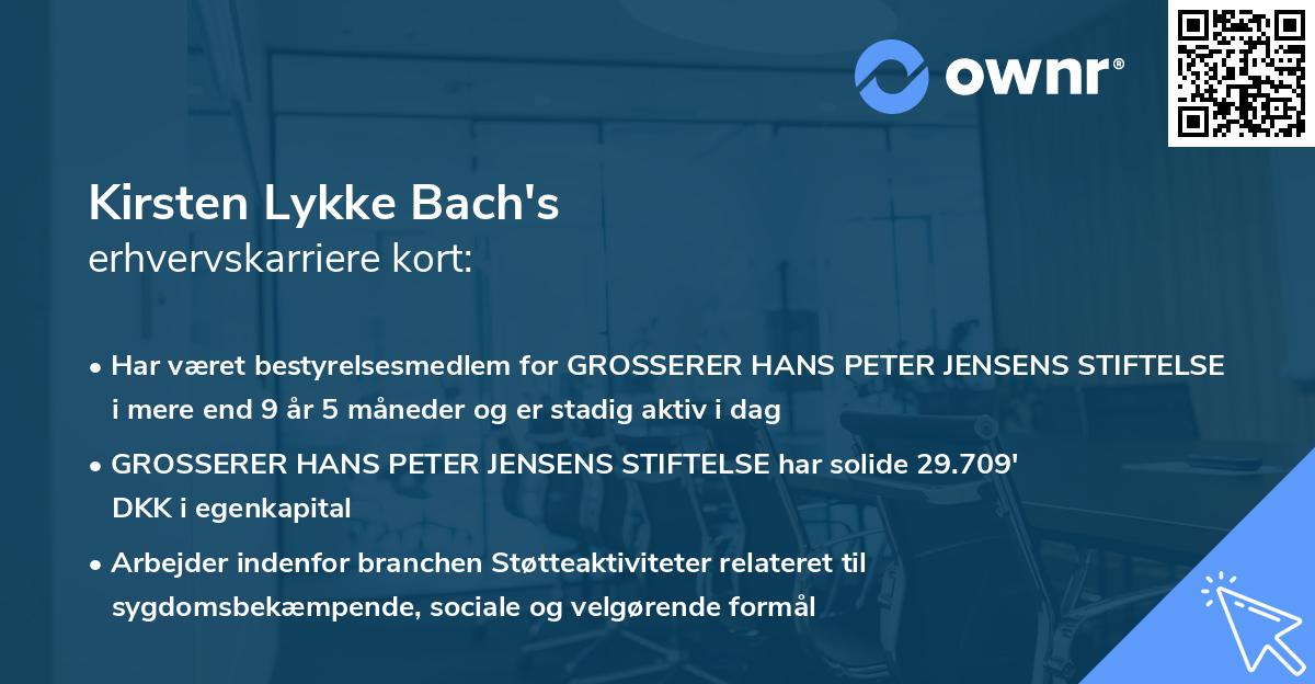 Kirsten Lykke Bach's erhvervskarriere kort