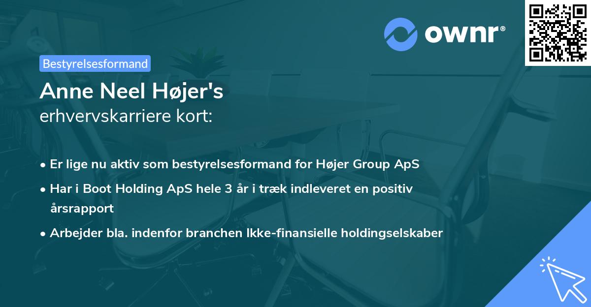 Anne Neel Højer's erhvervskarriere kort