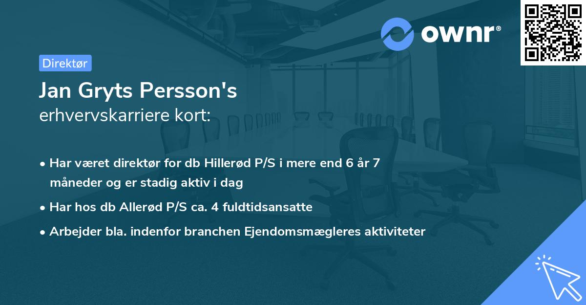 Jan Gryts Persson's erhvervskarriere kort