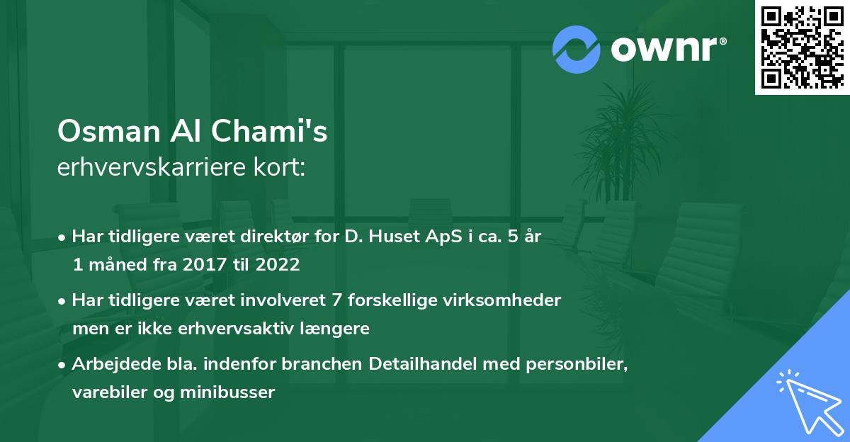 Osman Al Chami's erhvervskarriere kort