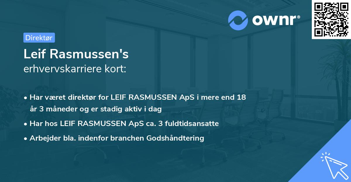 Leif Rasmussen's erhvervskarriere kort