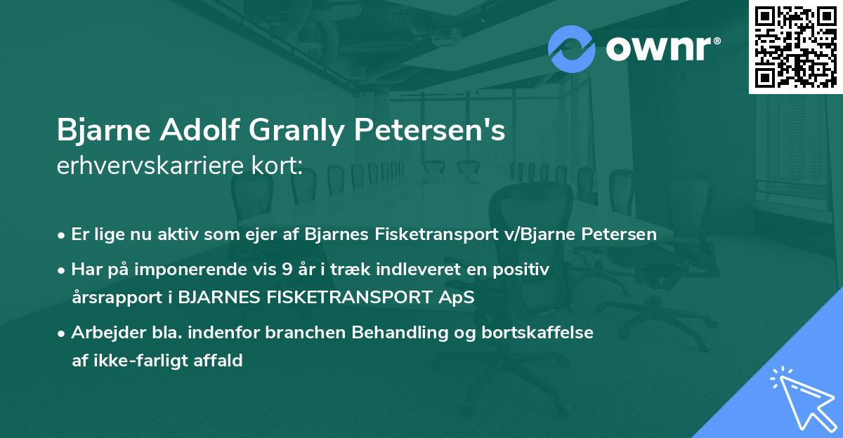 Bjarne Adolf Granly Petersen's erhvervskarriere kort